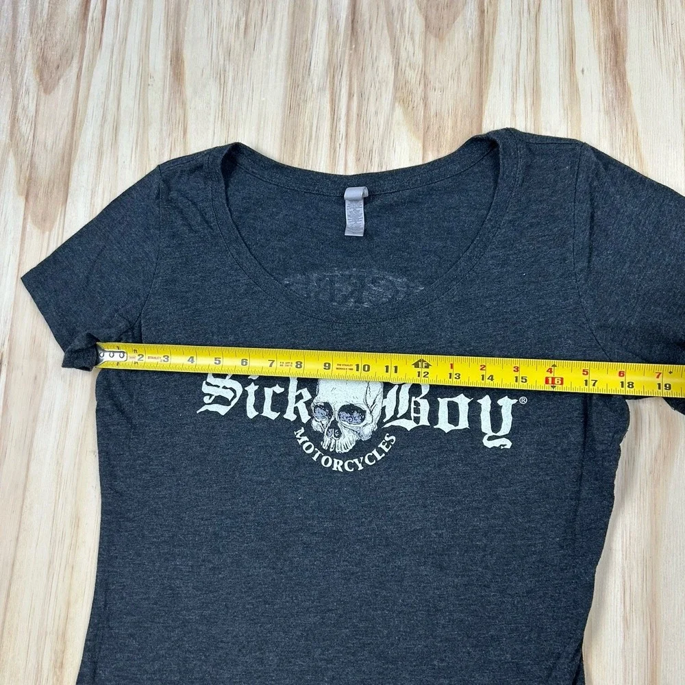 Sick Boy Motorcycles Women's Dark Gray XL‎ Fitted Skull Shirt Biker